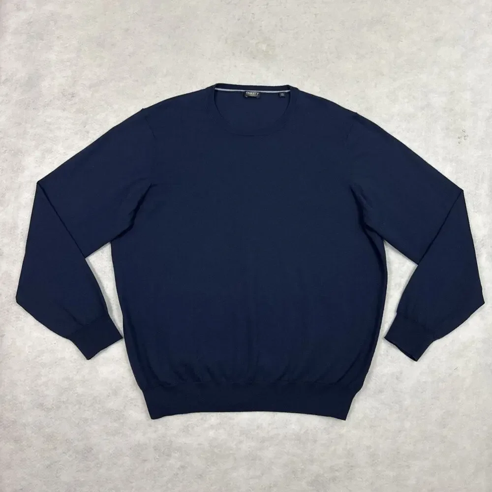 Faherty Sweater Mens XXL Navy Blue Reserve Crewneck Cotton Blend Pullover